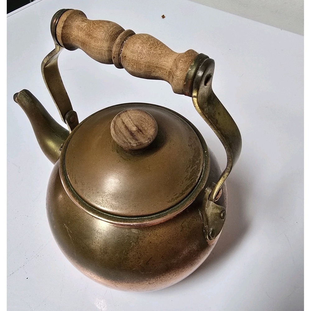 Vintage Tagus Portugal No. R.50 Solid Copper Goose Neck Tea Pot Kettle 32 oz. - Picture 3 of 11
